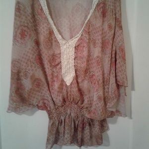 Peach and Beige Sheer Blouse
